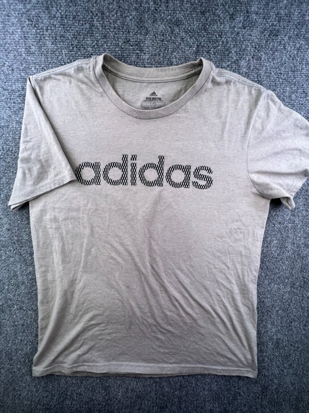 Adidas Shirt Adult Large Beige Logo Crew Neck Short Sleeve Mens Performance Tee